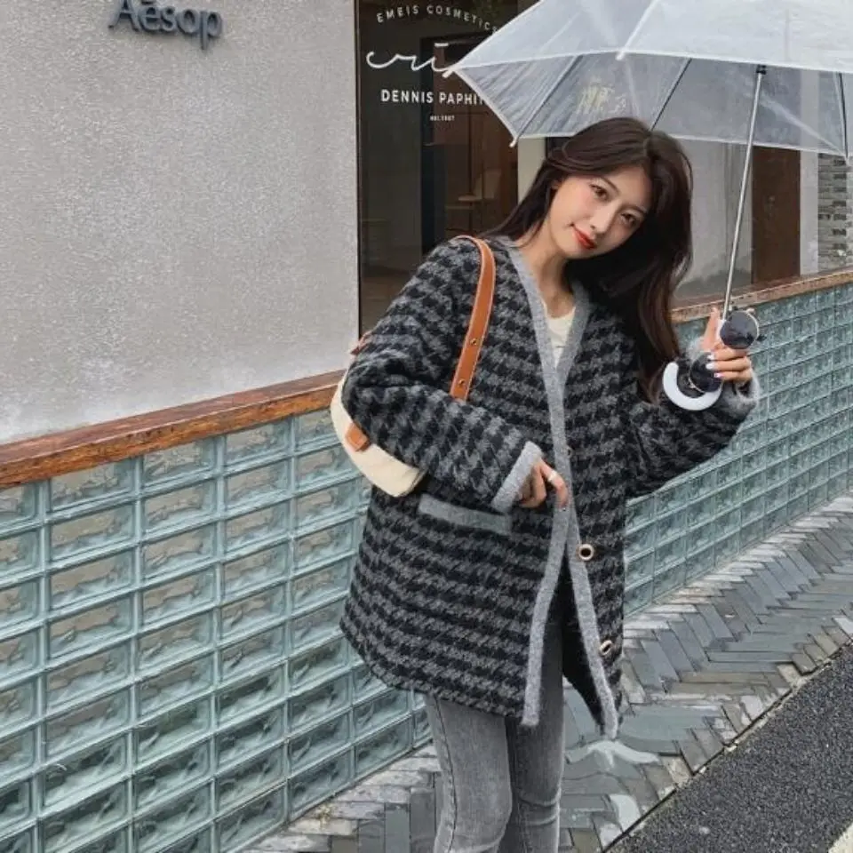 

Autumn and Winter New Loose Cardigan Thickened Cotton Jacket Women's Short