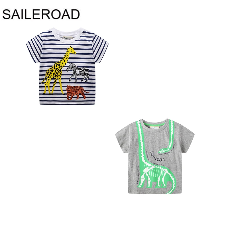 

SAILEROAD children 2pcs t shirts Wholesale Boys Tops Clothes for Summer Kids Clothing Crocodile Dinosaur Toddler T-shirts