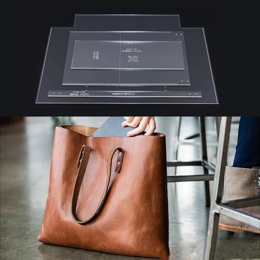 

1set Diy Leather Bag Template Handbag Wallet Acrylic Template Leather Bag pattern all for Sewing and Patterns Christmas Gifts