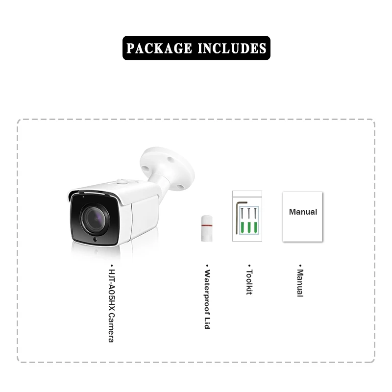 IP камера HJT Full HD 2MP Bullet POE H.265 наружная видеонаблюдения 4 кратный оптический зум