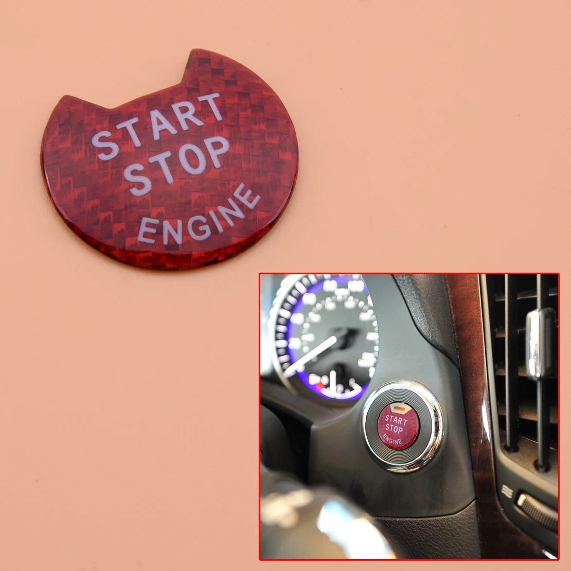 Красный автомобиль пластик углеродного волокна Стиль двигателя старт стоп