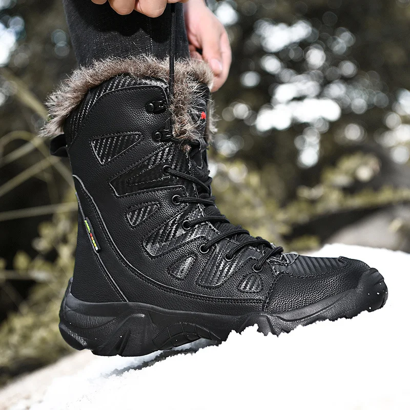 Men Brand Winter Military Boots High-top Warm Plush Snow Boots Outdoor Non-slip Hiking Boots Combat Desert Men's Boots Sneakers images - 6