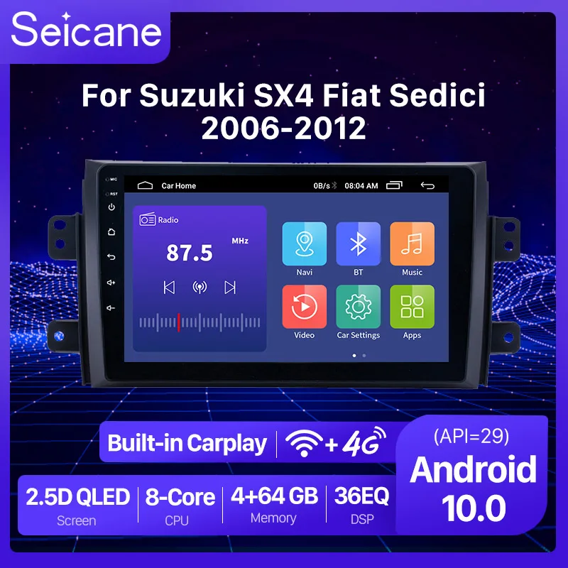 Автомобильный мультимедийный плеер Seicane Android 10 0 2din Wi Fi Bluetooth GPS навигация для Suzuki SX4