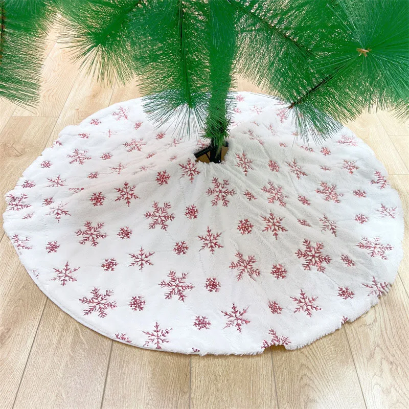 Falda de &aacute;rbol de lentejuelas de felpa para el hogar, protector para base de &aacute;rbol de Navidad de 90-122cm de di&aacute;metro, lentejuelas blancas, decoraciones para &aacute;rboles de Navidad, suministros en 3 colores-5