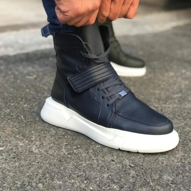 

2021 Autumn and Winter New Fashion European and American High Ankle All-match Pu Leather Casual Sports Men's Boots ZZ285