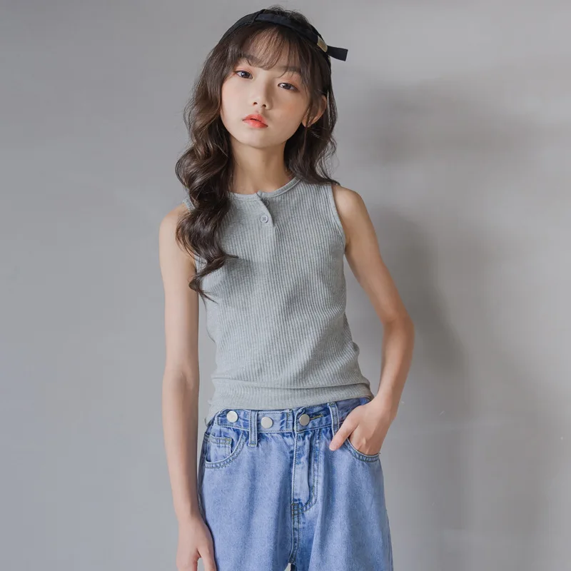 Белая серая летняя футболка для девочек топы футболки детская повседневная