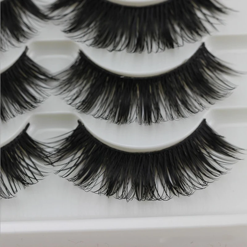 

5PCS Makeup Natural Eyelashes Set 3D Mink Lashes Fluffy Soft Wispy Volume long Cross False Eyelashes Eye Lashes Reusable Eyelash