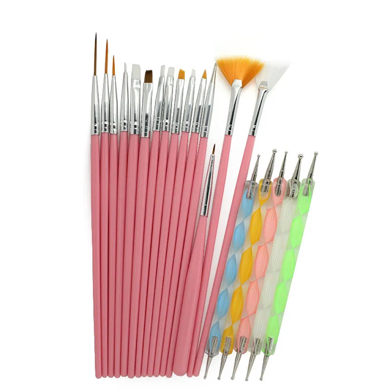 20 шт./лот маникюрный салон дизайнерских комплектов нанесение пунктира щетки для