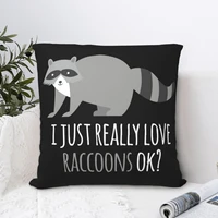 raccoon square pillowcase cushion cover funny zip home decorative polyester pillow case sofa seater nordic 4545cm