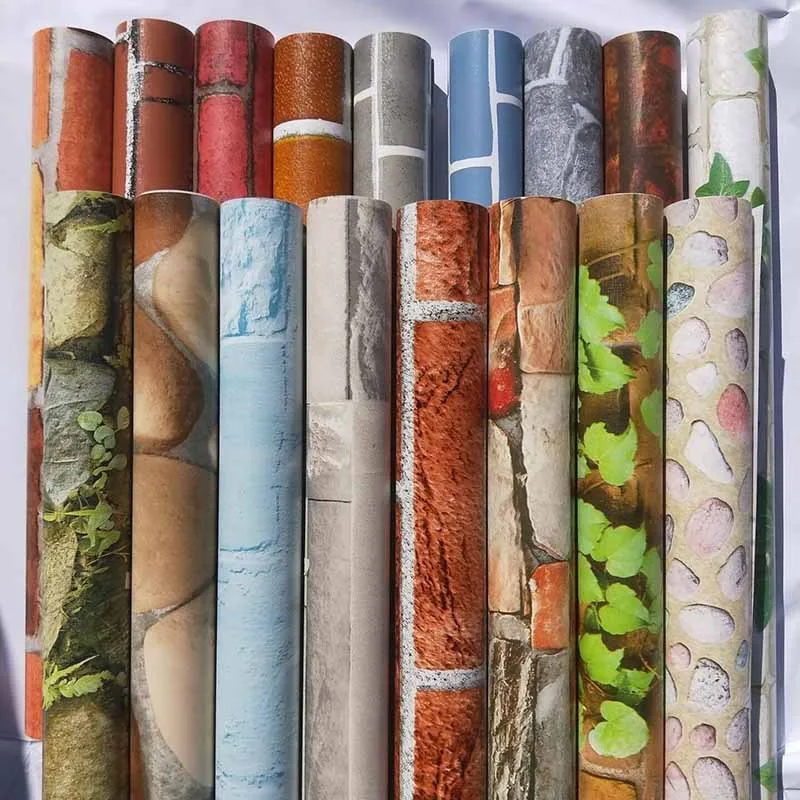 

Vinyl Brick Stone DIY Self Adhesive Wallpaper 45CM/10M Living Room Kitchen Bathroom Waterproof Wall Sticker Home Decor Removable