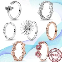 2020 new 925 %d0%ba%d0%be%d0%bb%d1%8c%d1%86%d0%be silver shiny daisy wreath pan ring for women wedding party gift fashion jewelry