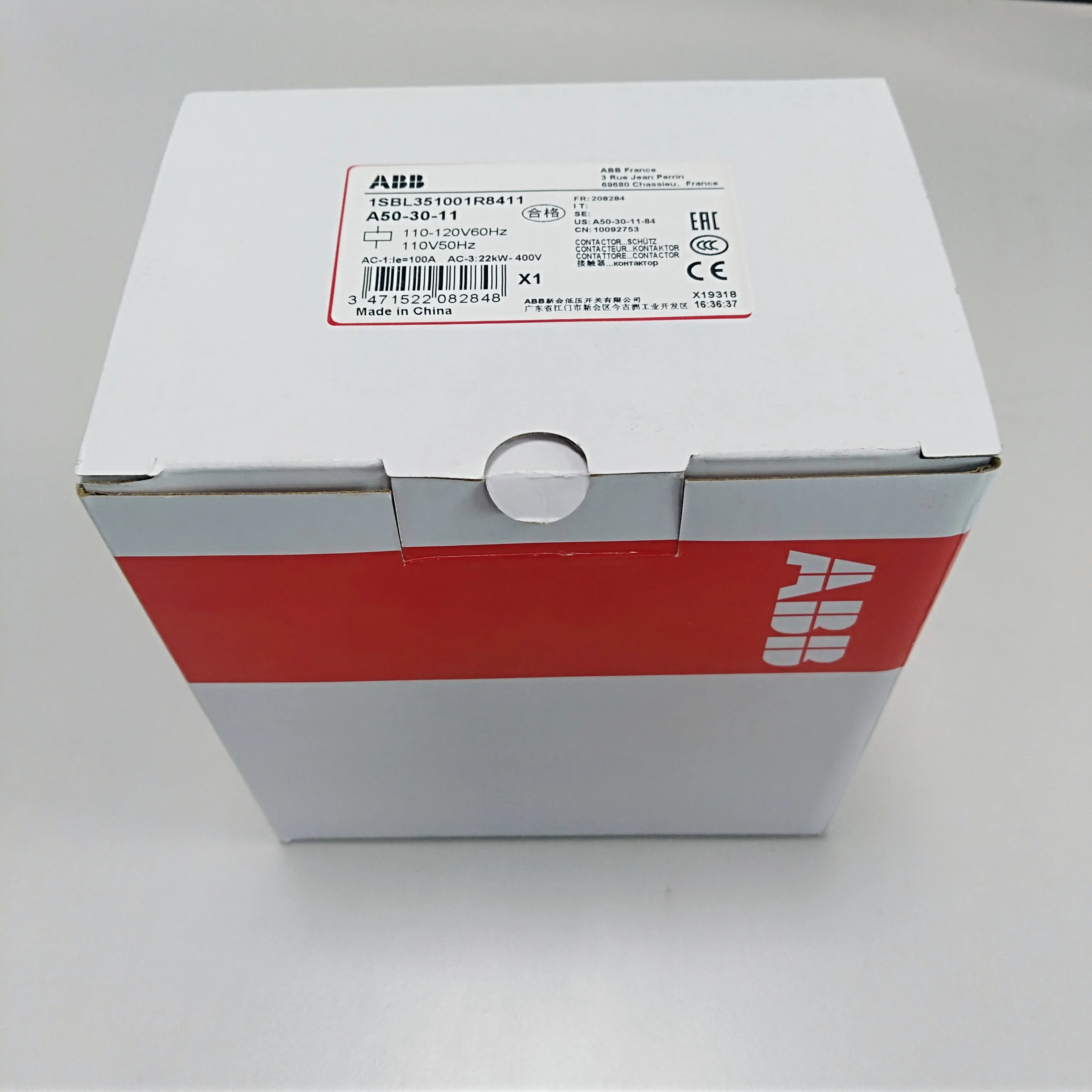 

HYTECH New & original A50 contactor A50-30-11 110V 50Hz / 110-120V 60Hz ordering code 1SBL351001R8411