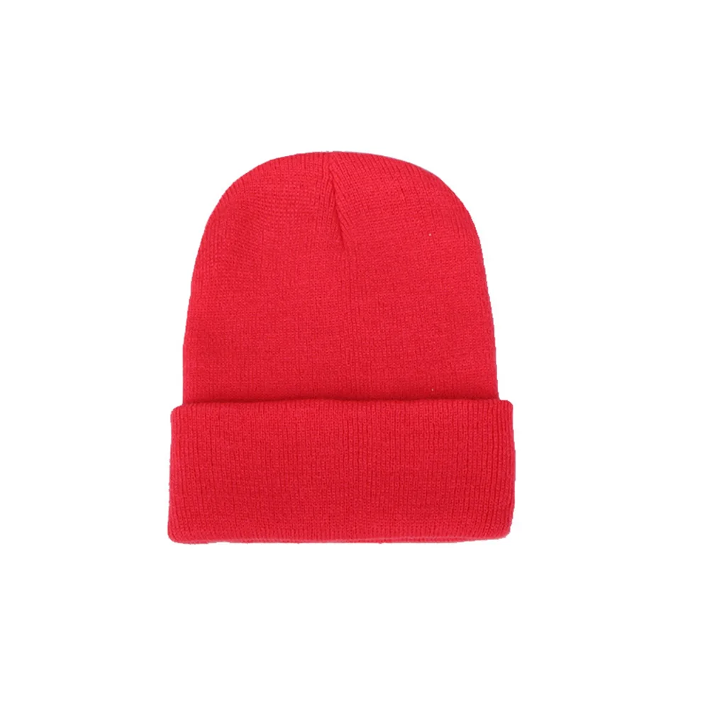 Мужская Женская однотонная теплая шерстяная вязаная шапка флуоресцентная