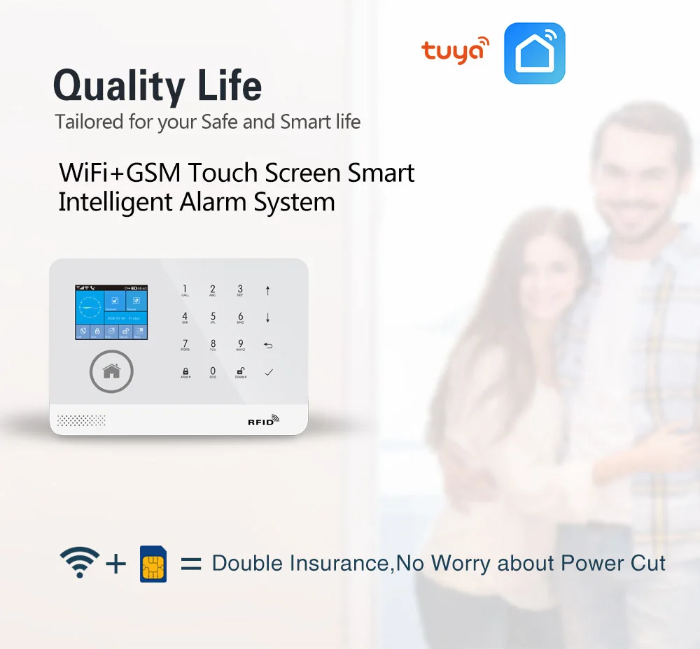 GauTone Новый PG103 tuya Wi Fi сигнализация Система безопасности дома с rfid картой датчики