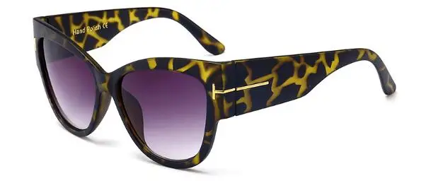 C6 yellow leopard Блестящие черные женские негабаритные солнцезащитные очки Cateye, роскошный дизайн, оттенков, буквы т, винтажные Ретро Очки 90 s, женские UV400 - Цвет линз: C6 yellow leopard