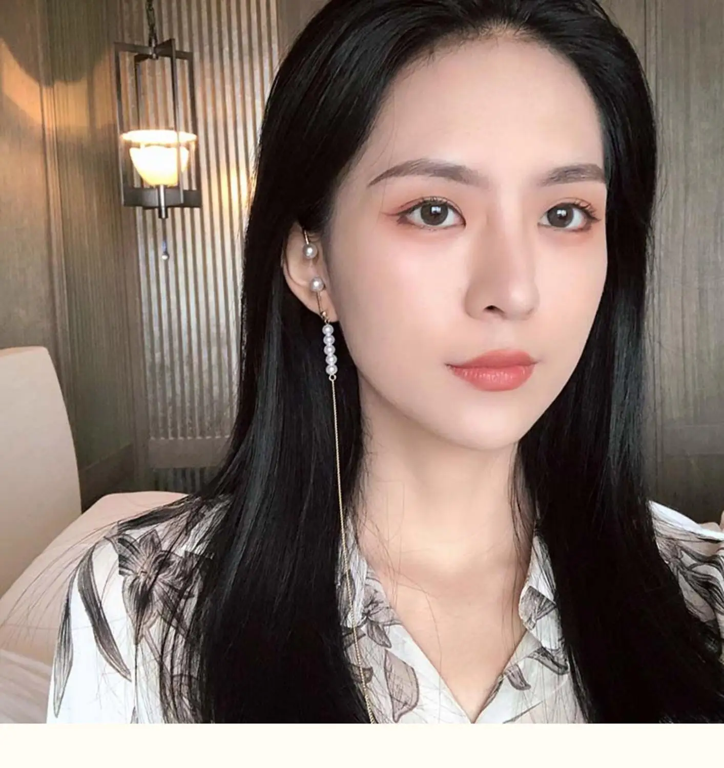 Женские асимметричные серьги Yhpup длинные медные с имитацией жемчуга вечерние