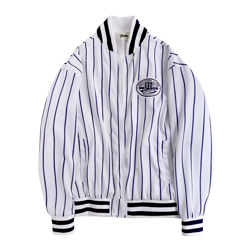 

2020 New Arrival Hot Sale Brand Clothing Baseball Top Fashion Cotton Zipper Loose Short Letter Rib Sleeve Bomber Jacket Men