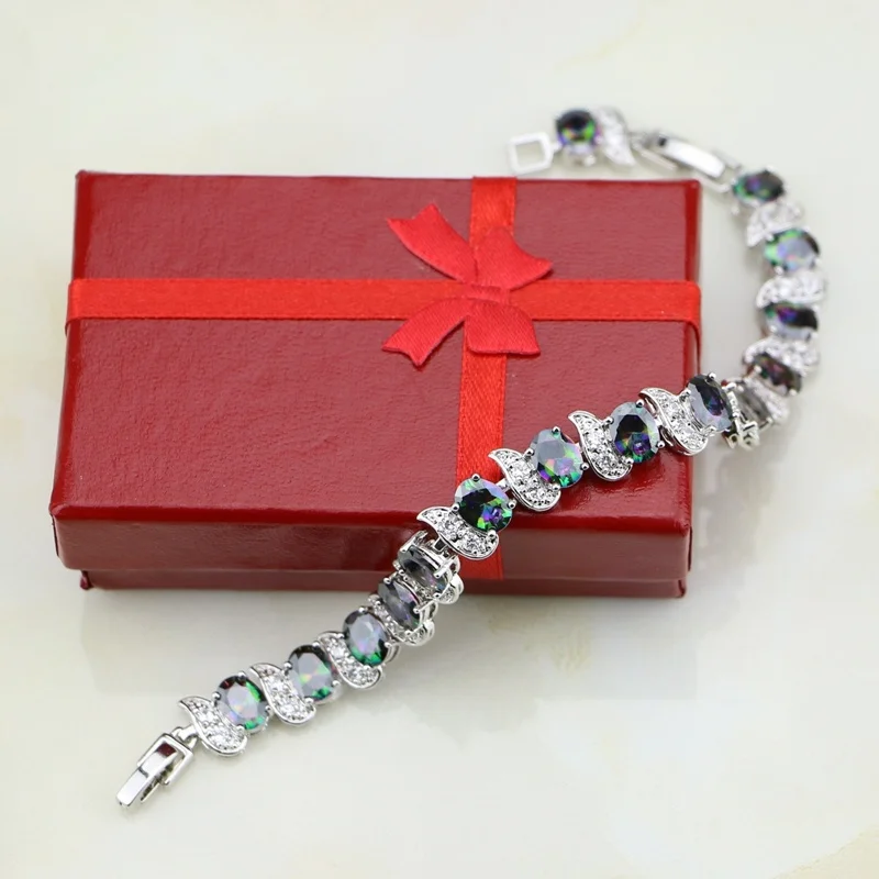 Ювелирные изделия из стерлингового серебра 925 пробы натуральный Радужный Мистик