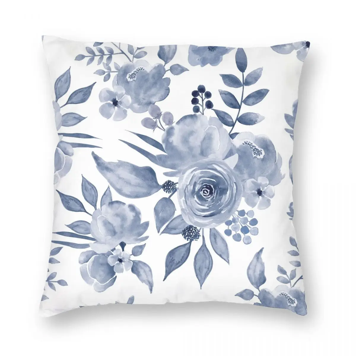 

Hamptons Style Floral Design Square Pillowcase Polyester Linen Velvet Creative Zip Decor Pillow Case Bed Cushion Cover