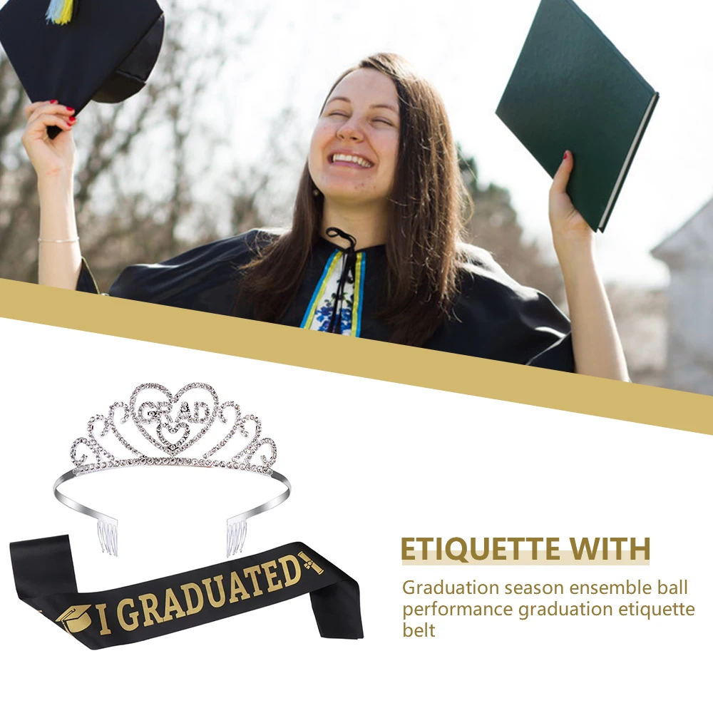 

1PC Graduation Sash Crown Tiara Kit College Grad Decor Graduated Party Decorations Supplies for Performance Friend Schoolmate