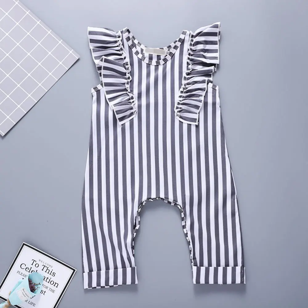 Комбинезон для маленьких девочек комбинезон в черно белую полоску с рукавами