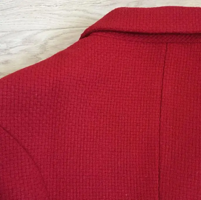 

Vintage Double Breasted Red Wool Tweed Blazers Coat Women 2020 Autumn Winter Ladies Outerwear Casual Slim Jacket Casaco Femme