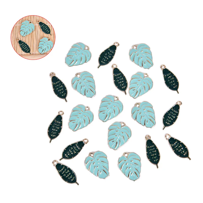 

10PCS Zinc Alloy Leaves Enamel Charm DIY Bracelet Necklace Jewelry Accessory Female DIY Craft Dangle Charms Wholesale