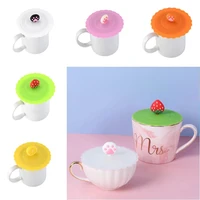 10cm cartoon cute silicone cup cover heat resistant tea coffee cup lid dust prevention seal leak proof reusable kitchen tools