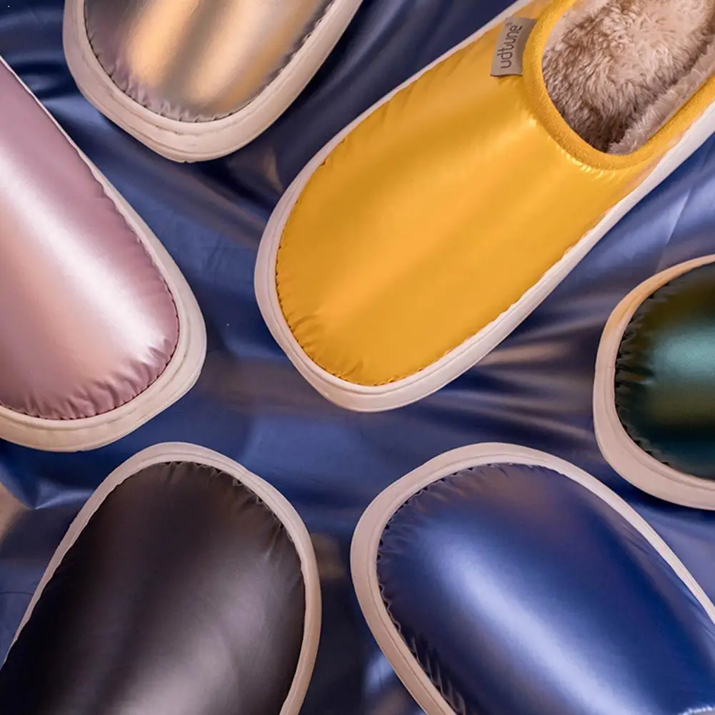 

Down Warm Slippers Shoes Home Indoor Women Slippers Unisex Women Waterproof Plush 4Cm Winter Slippers Fur Platform E3D7