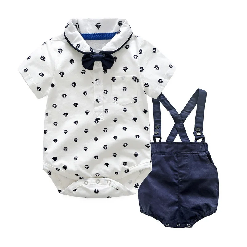 

New Born Baby Clothing Summer Gentleman Rompers 0-24M Baby Boys Cotton Jumpsuit Baby Body Clothes Newborn Unisex Thin Costumes