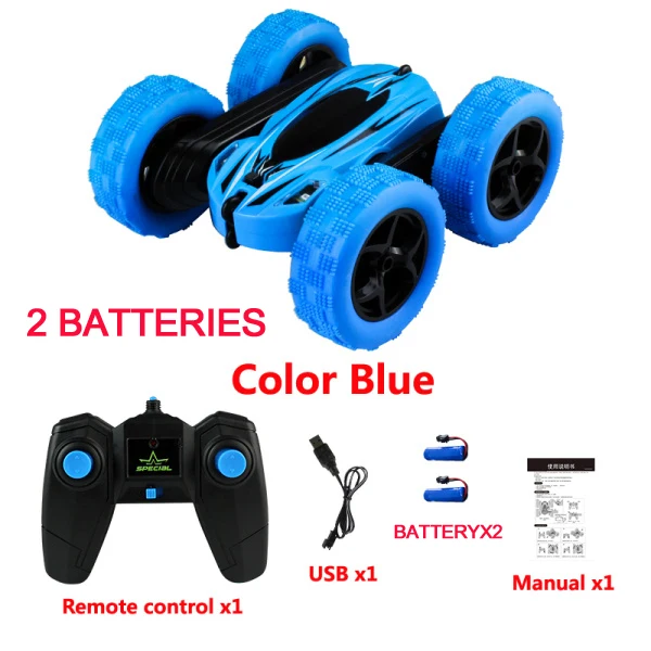 blue with 2 battery RC автомобиль 2,4G 4CH трюк Дрифт деформация багги автомобиль рок-гусеничный ролл автомобиль 360 градусов флип дети робот игрушечные машинки RC для детей Подарки - Цвет: blue with 2 battery