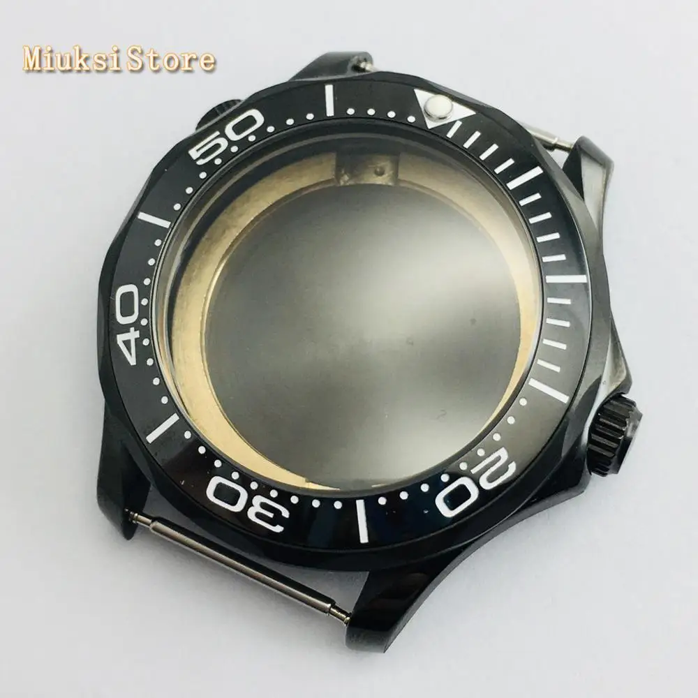 41 мм черные часы с pvd покрытием чехол сапфировое стекло керамический ободок