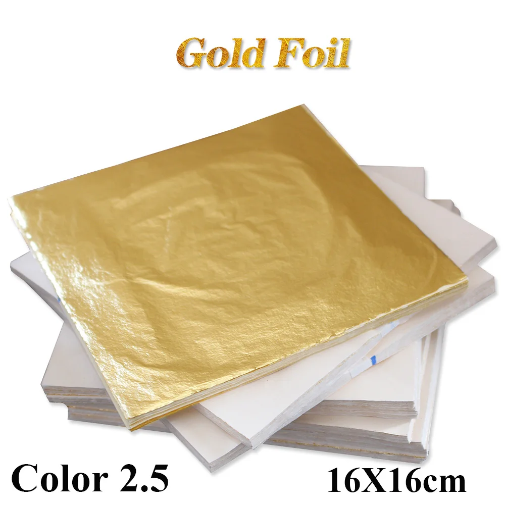 100 шт. 16x16 см имитация сусальное золото Фольга листы Серебряный медный лист для