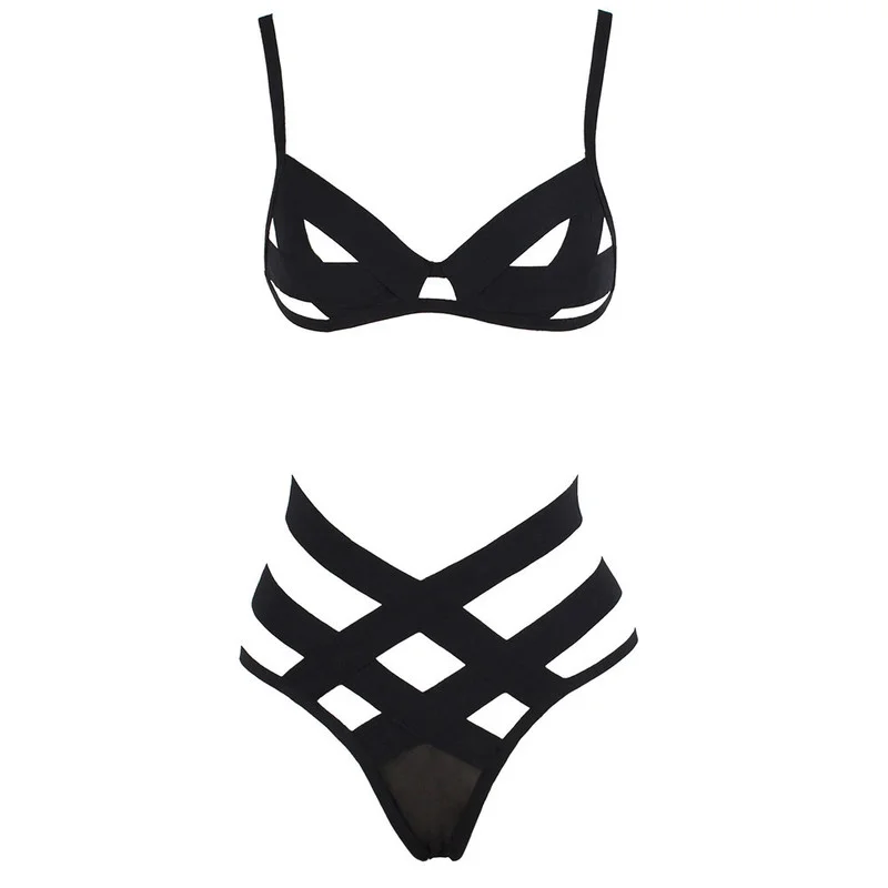 

Women Bikini Set Sexy Lingerie Bandage Hollow Out Underwear Bra Set Female Bra and Party Set Erotic High Waist Swimsuit