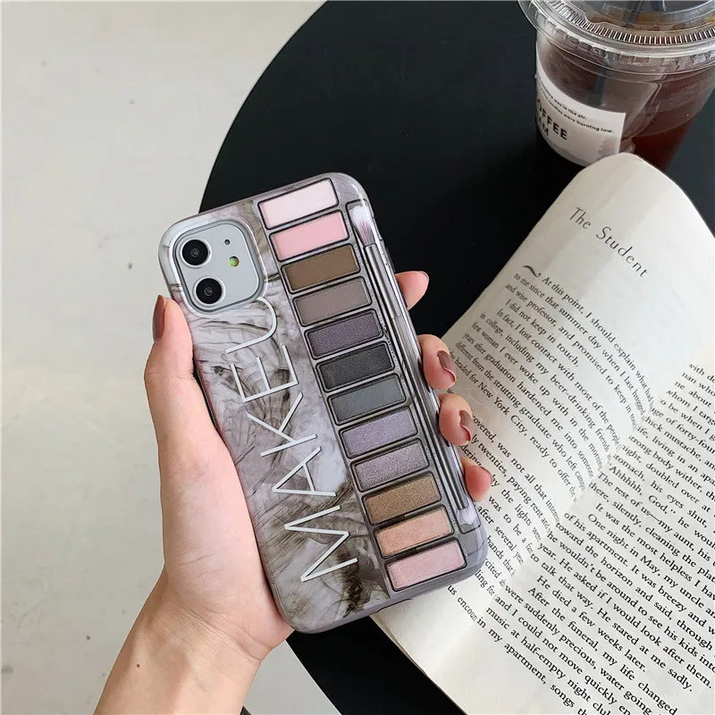 Роскошный сексуальный чехол для макияжа MAKEU eye shadow box для iPhone 6, 6s, 7, 8 Plus, X, XS, MAX, XR, цвет телесного цвета, тени для век, чехол из розового золота