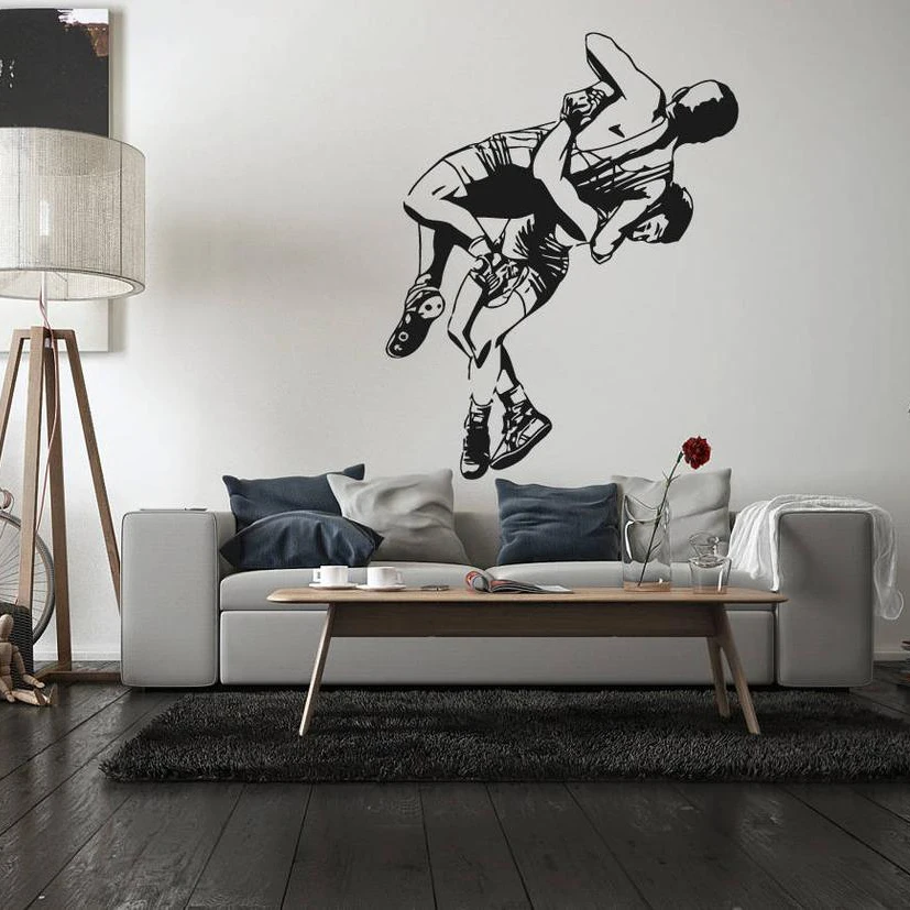 

wrestling Vinyl Wall Sticker wrestling jiu jitsu greco roman freestyle Wall Decal for Bedroom Decor Home Room Decor Design C475