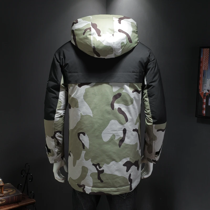 Куртка мужская зимняя камуфляжная с хлопковой подкладкой плотная длинная