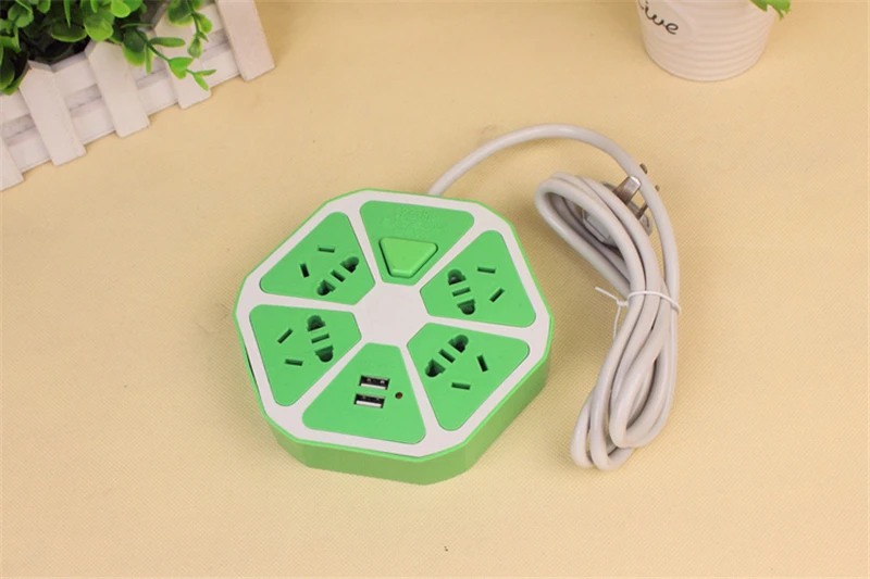 Портативный USB блок питания 4 розетки+ 2USB розетки защита от перегрузки удлинитель адаптер USB разъем для путешествий 1,5 м кабель