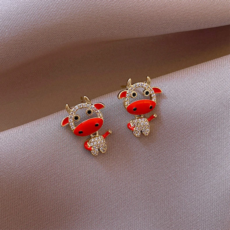 Простые женские серьги в виде коров Индивидуальные серьги-клипсы без проколов