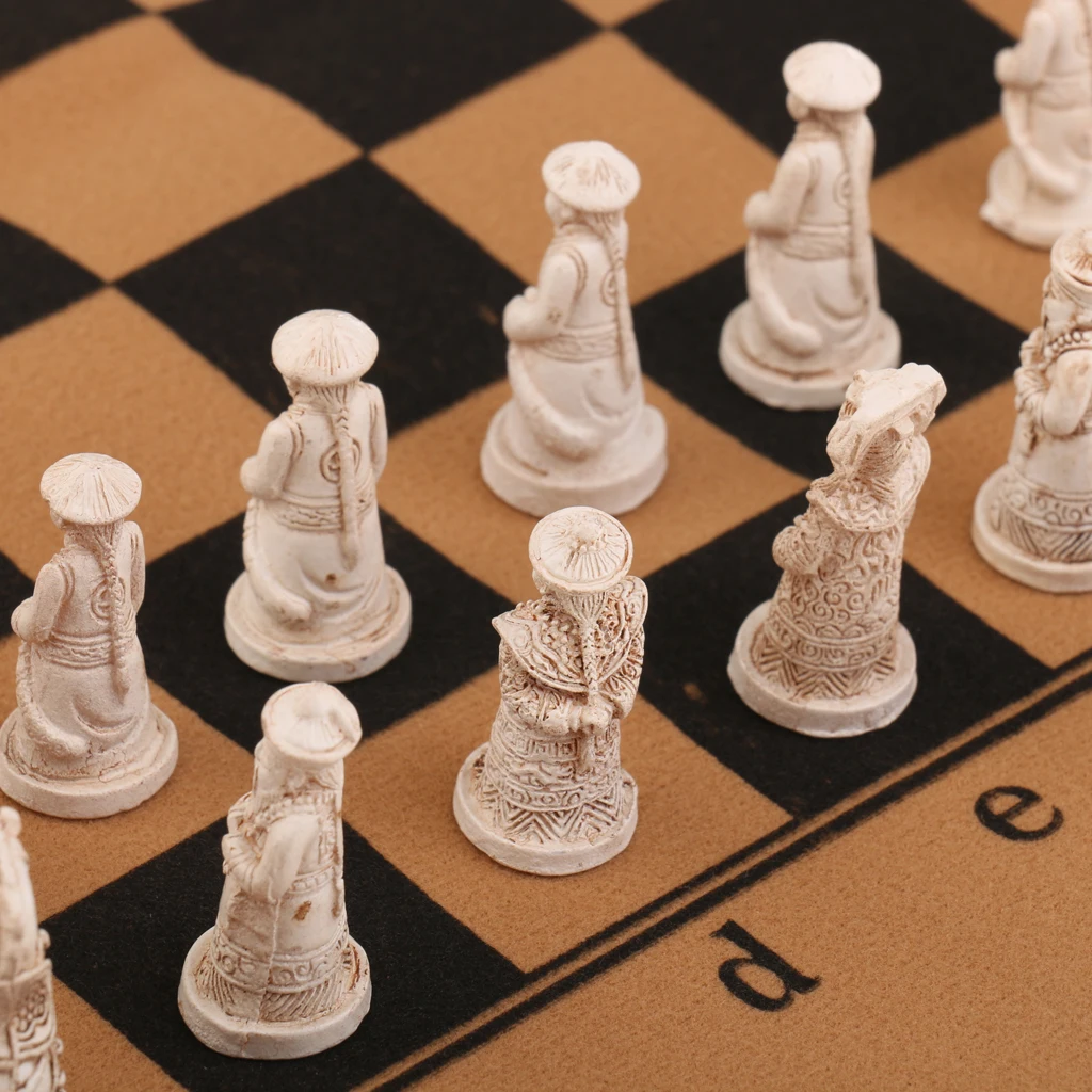Китайские старинные фигурки Chessman фигуры шахматы набор со складной шахматной