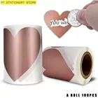 100 шт., наклейки в форме сердца, цвет розовое золото