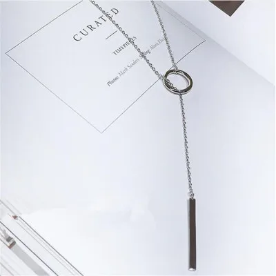 

JESSIC Fashion Wedding Jewelry Silver Color Circle Necklaces for Women Long Chain Sweater Statement Necklaces