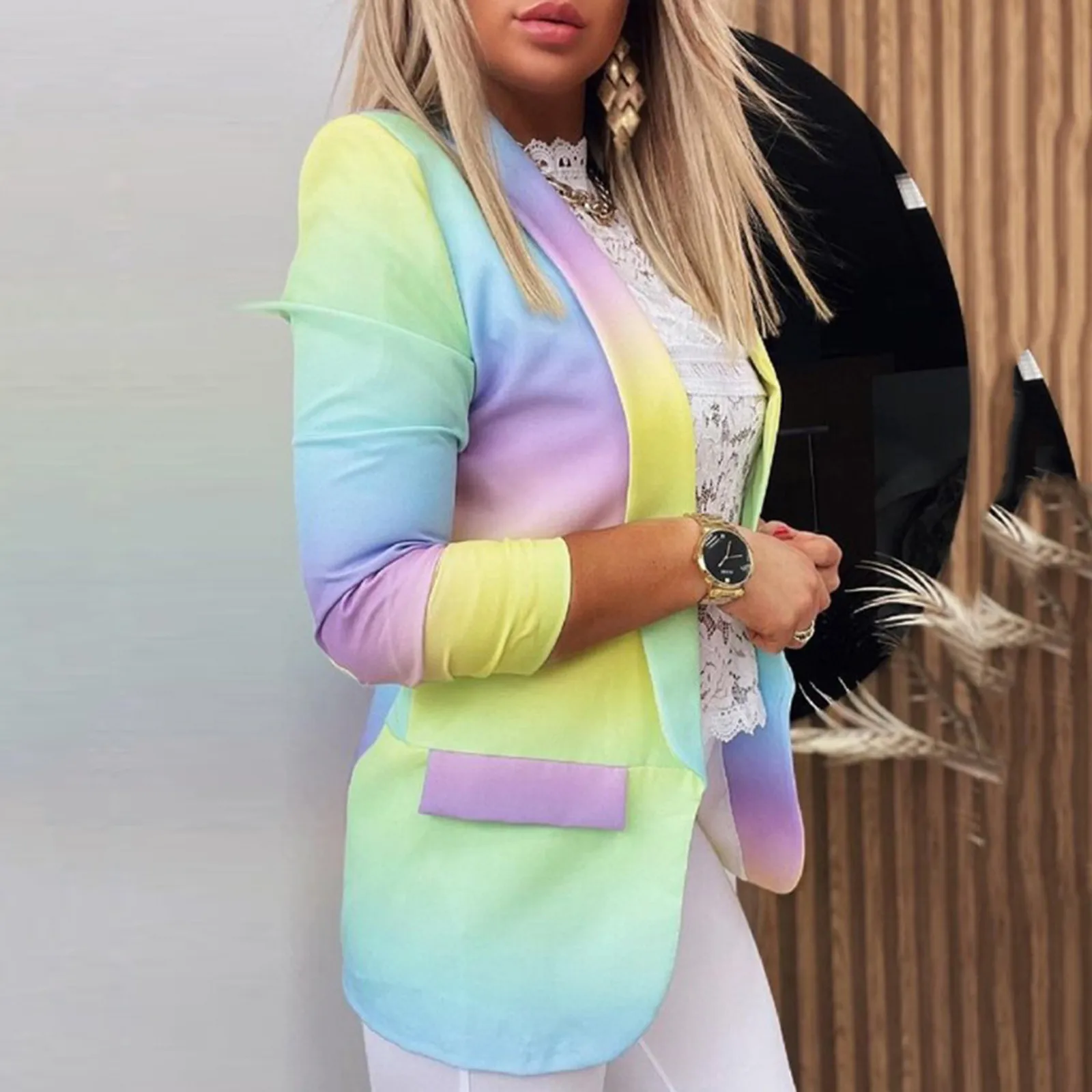 

Женский костюм, Блейзер, Офисная куртка, Модное Длинное Свободное пальто большого размера, официальные повседневные осенние блейзеры, верх...