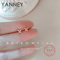 yanney 2022 new silver color small and exquisite luxury butterfly zircon stud earrings woman fashion charm wedding jewelry