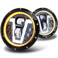 dot approved turn signal led 7 inch round led headlights hilow beam compatible with wrangler jk lj