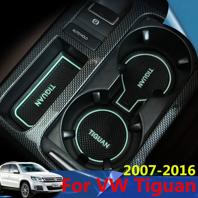 Cao Su Cho VW Tiguan 2007-2016 Volkswagen Lnterior Chống Trượt Cửa Khe Cắm Miếng Lót Cốc Đệm Rãnh Thảm phụ Kiện Ô Tô 15 Cái