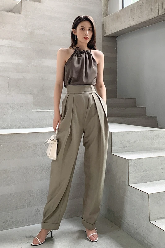 

Loose Straight Slacks Pants Ladies Chain Long Trousers Casual Women Pants Summer Autumn Fashion Female
