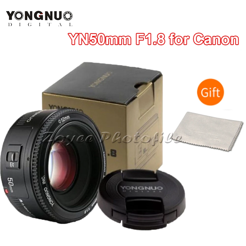 Объектив YONGNUO YN50mm YN50 F1.8 для камеры EF 50 мм AF MF линзы Canon Rebel T6 EOS 700D 750D 800D 5D Mark II IV 10D 1300D