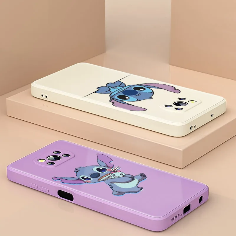 lilo stitch cartoon liquid silicone soft cover for xiaomi poco x3 nfc x2 m3 f3 gt c3 mix 4 cc9 a3 pro lite phone case free global shipping