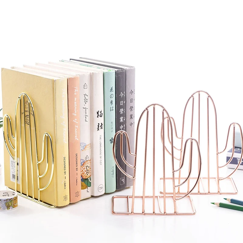 

1 пара креативных металлических подставок для книг в форме кактуса, подставка, настольный органайзер, держатель для книг, полка